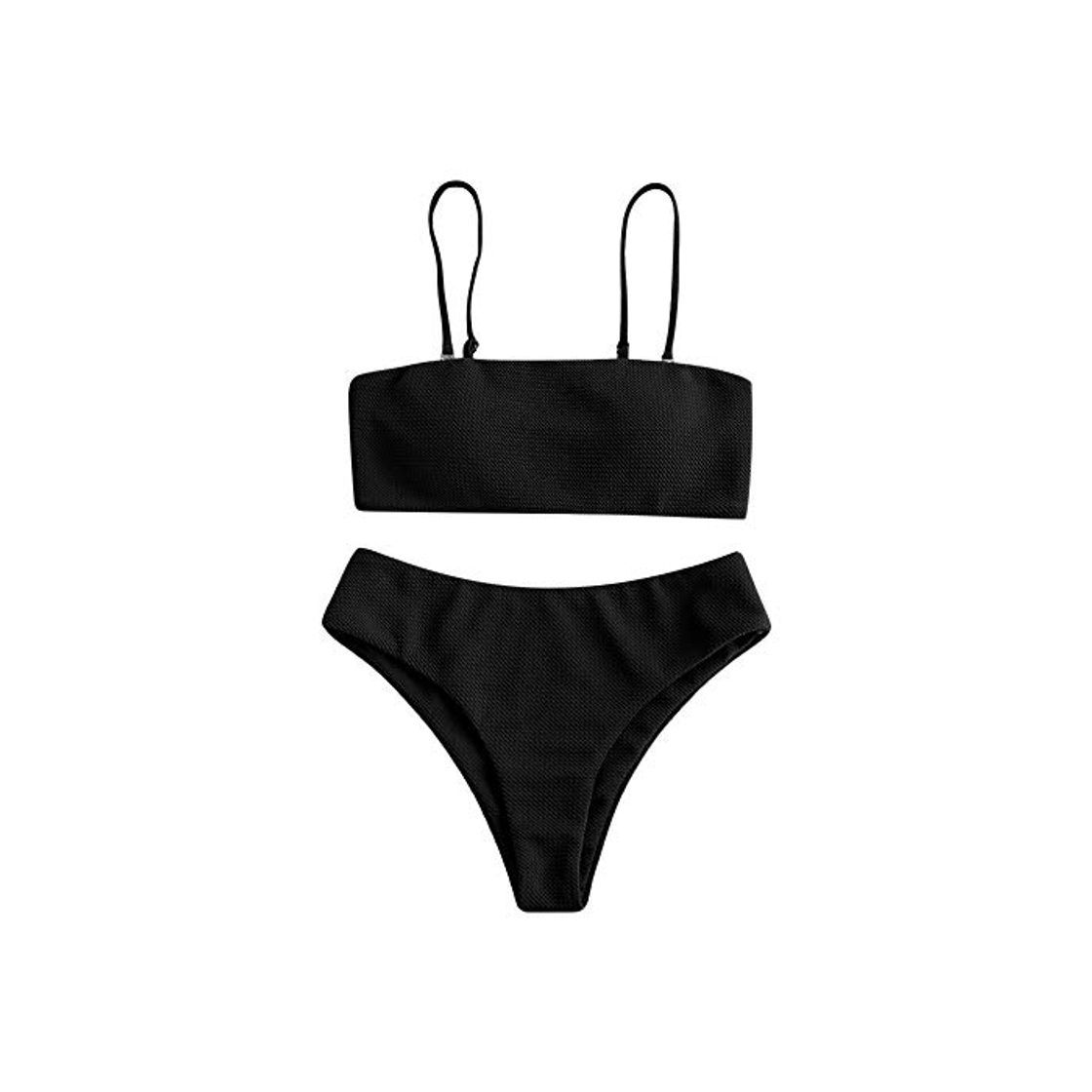 Producto ZAFUL Bikini Set con Relleno Bandeau con Tirantes Finos Color Liso para