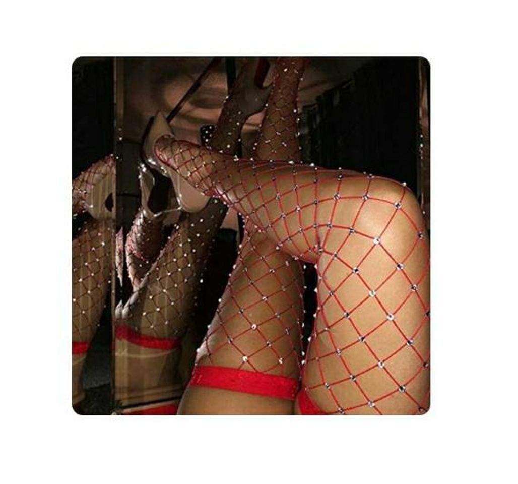 Moda SLXFAD Medias Pantyhose Brillante Medias Red de Pesca Nuevo Diamante Medias de Rejilla para Mujer Mallas de Malla Diamantes de imitación Nylon Medias de Dama