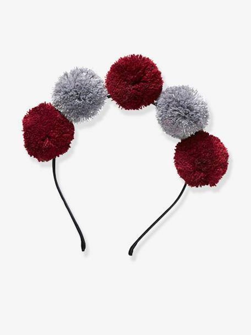 Social Diadema de pompones gris oscuro bicolor/multicolor