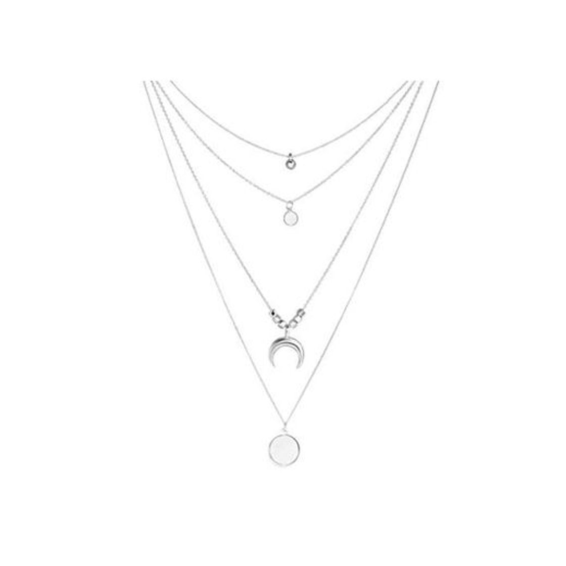 Social Larga Borla Luna Collares y Colgantes de múltiples Capas para Las Mujeres