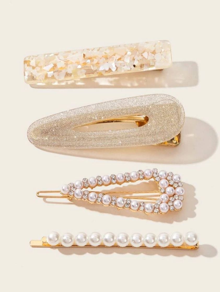 Products 4pcs Rhinestone & Faux Pearl Decor Hair Clip 