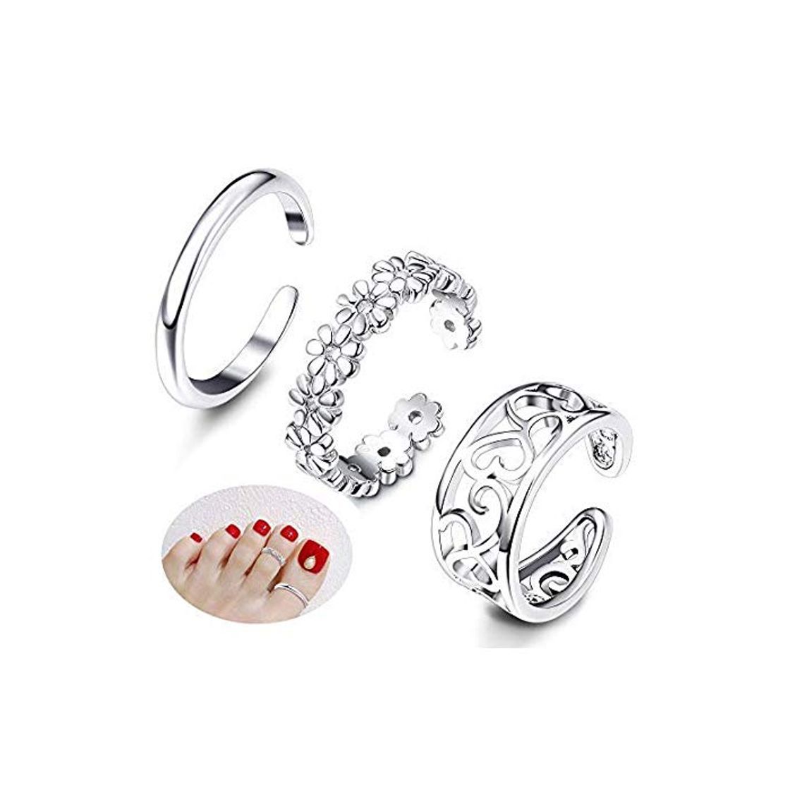 Product Milacolato 3Pe Toe Anings Mujeres Ajustable Open Toe Ring Regalos Conjuntos de joyería