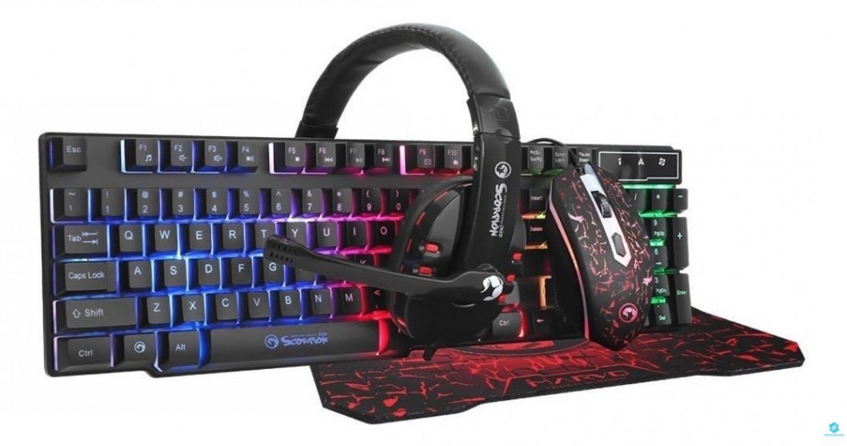 Fashion 4 in 1 combo MARVO SCORPION CM370: Keyboard, mouse, headset 