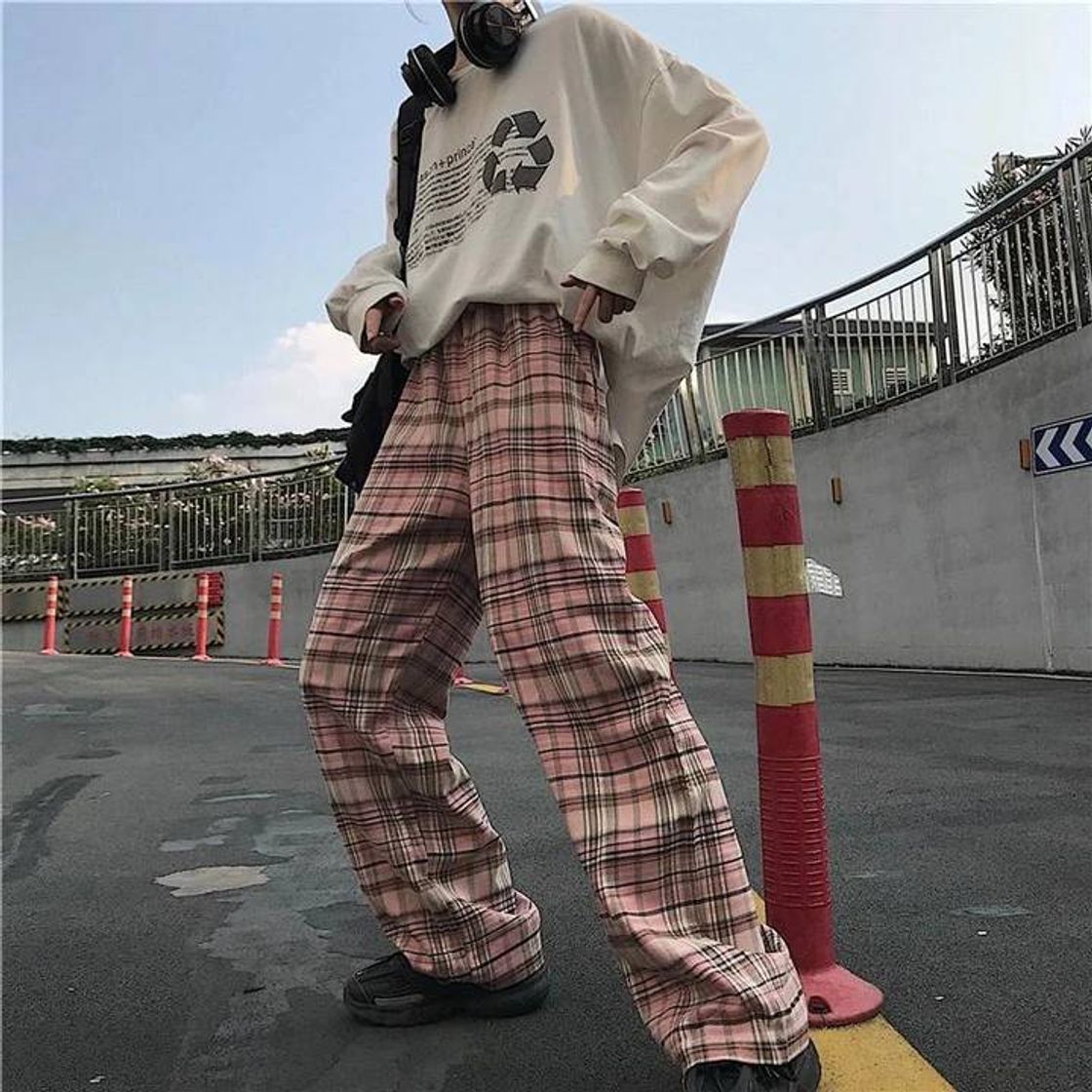 Fashion PINK PLAID PANTS K092802