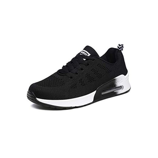 Lanchengjieneng Moda para Mujer Entrenador de Running de Aire Transpirable Jogging Fitness Sneakers Casual Walking Shoes Negro EU 38