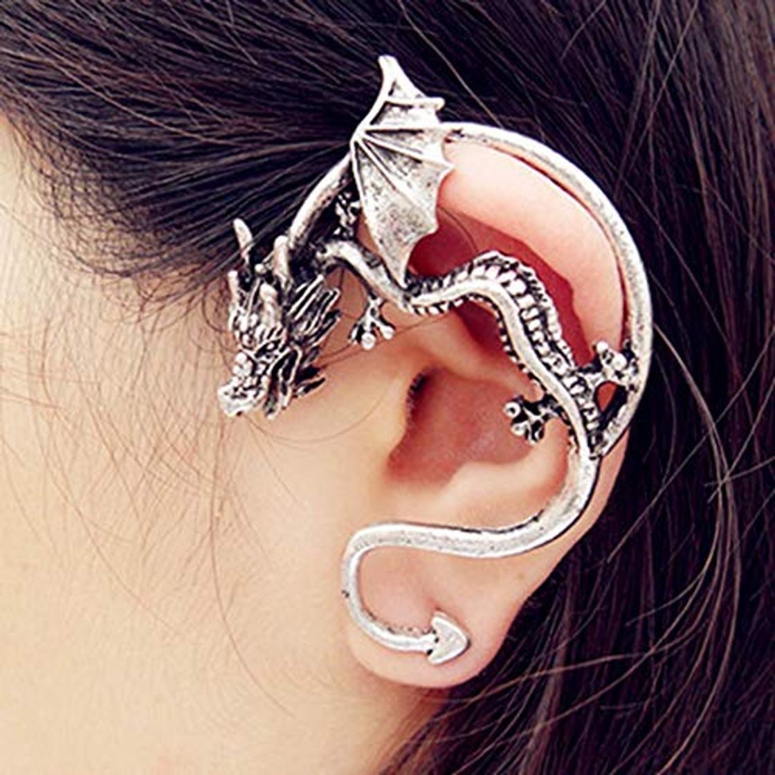 Moda Pendientes De Mujer Pendiente Clavos Pendientes Gota Línea De Oído Estilo Punk Dragon Aretes De Clip para Mujeres Hombres Vintage Color Plata Declaración del Manguito del Oído Oído E