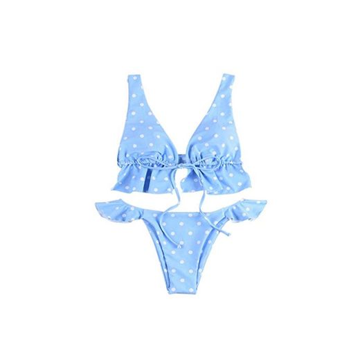 Corsés para Mujer Sexy Triangle Bikini Set Mujeres Ruffles Traje De Baño