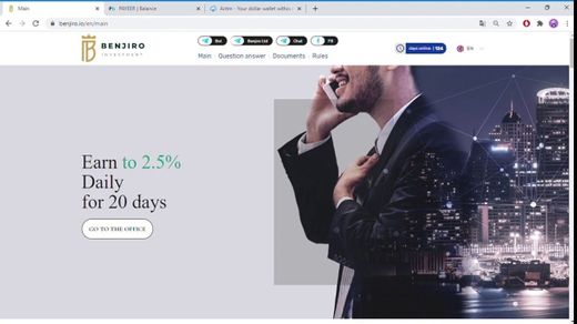Benjiro- plataforma online que paga 2.1% diario a tu wallet 