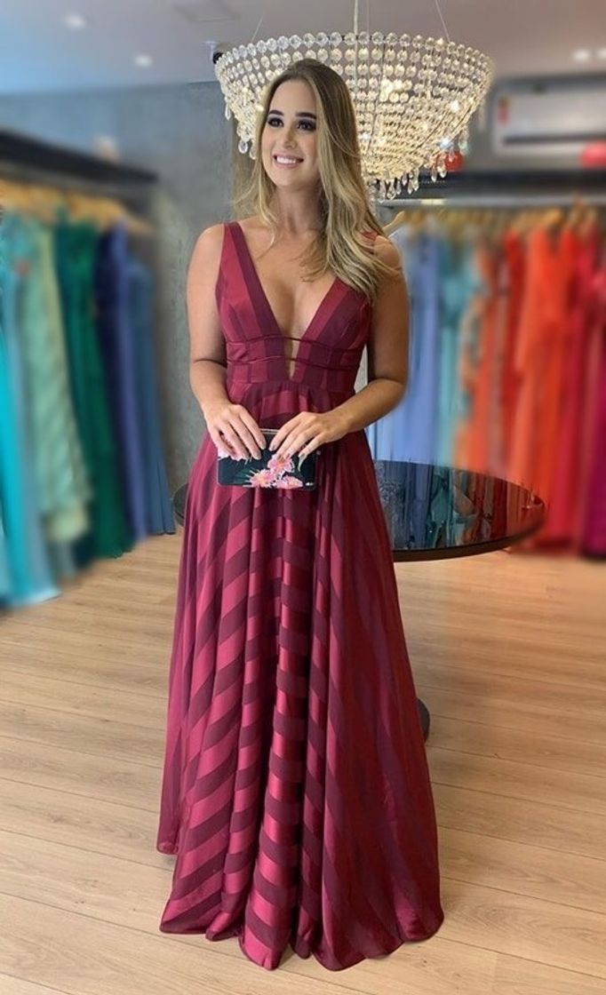 Moda Vestido longo vermelho 