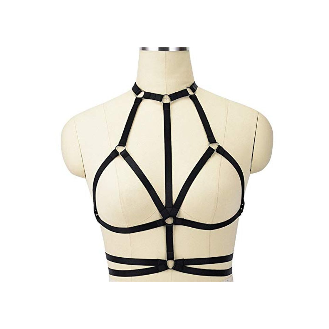 Moda Arnés elástico de Tiras para Muje Las mujeres niñas apliques ahuecan hacia fuera elástico jaula sujetador vendaje tiras halter sujetador arnés Bralette Crop Top Bustier Elástico Cupless Tops Punk Harn