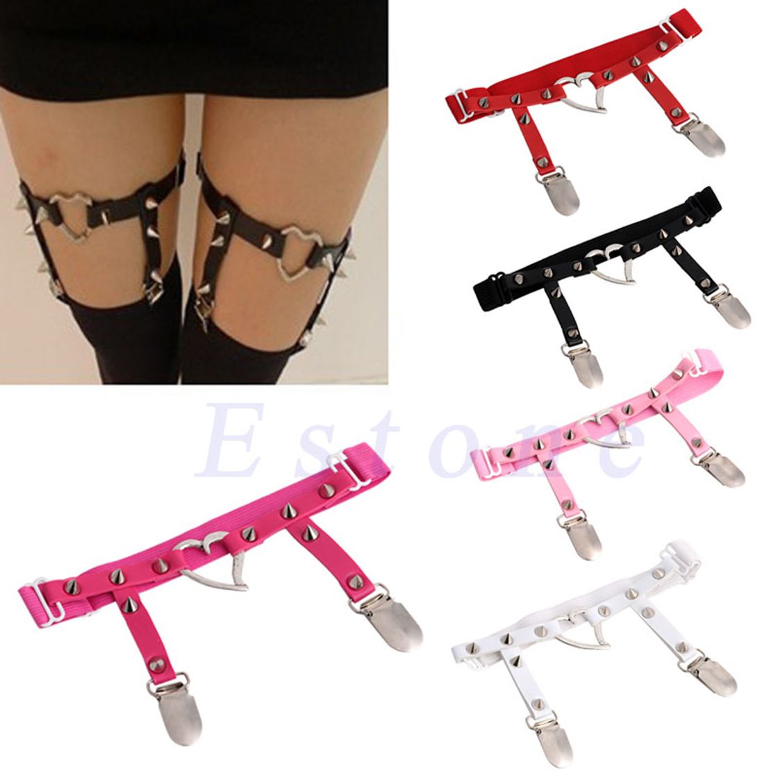 Productos XFC-QQ, Cosplay de Moda Sexy Date Heart Studded Garter Rivet Punk Goth