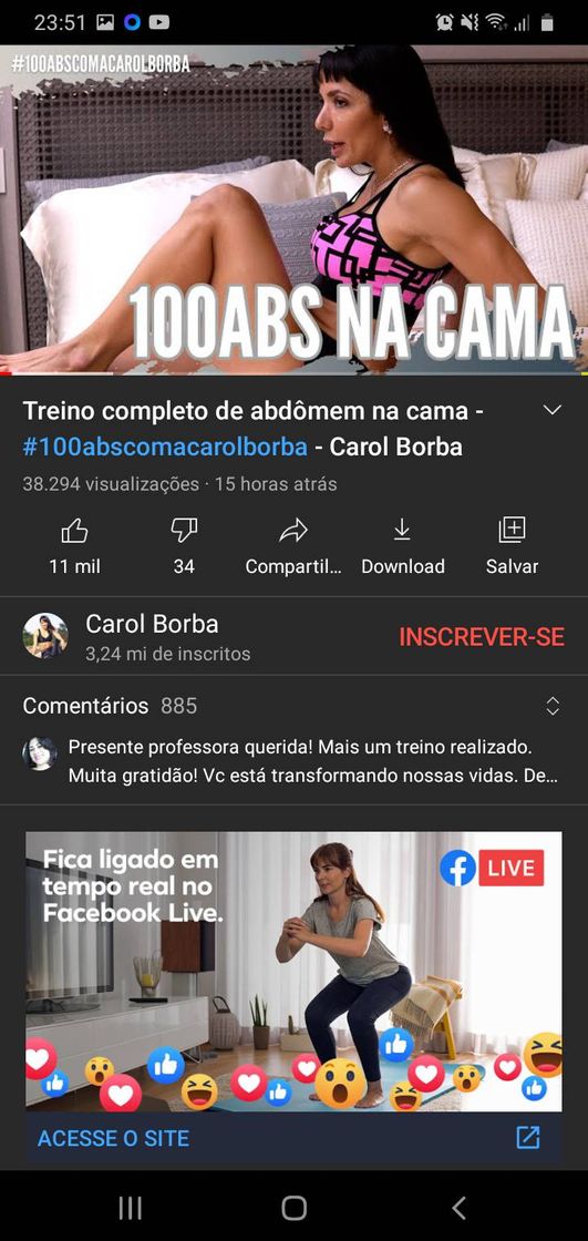 Fashion Treino completo de abdômem na cama - Carol Borba - YouTube