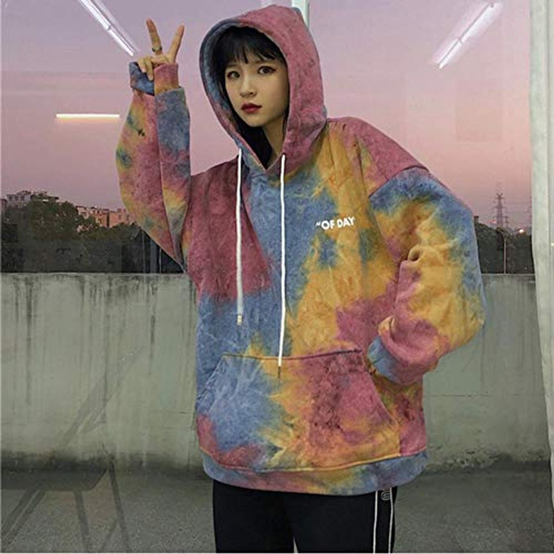 MU-PPX Sudaderas con Capucha De Otoño para Mujer Streetwear Dying Tie Sudadera