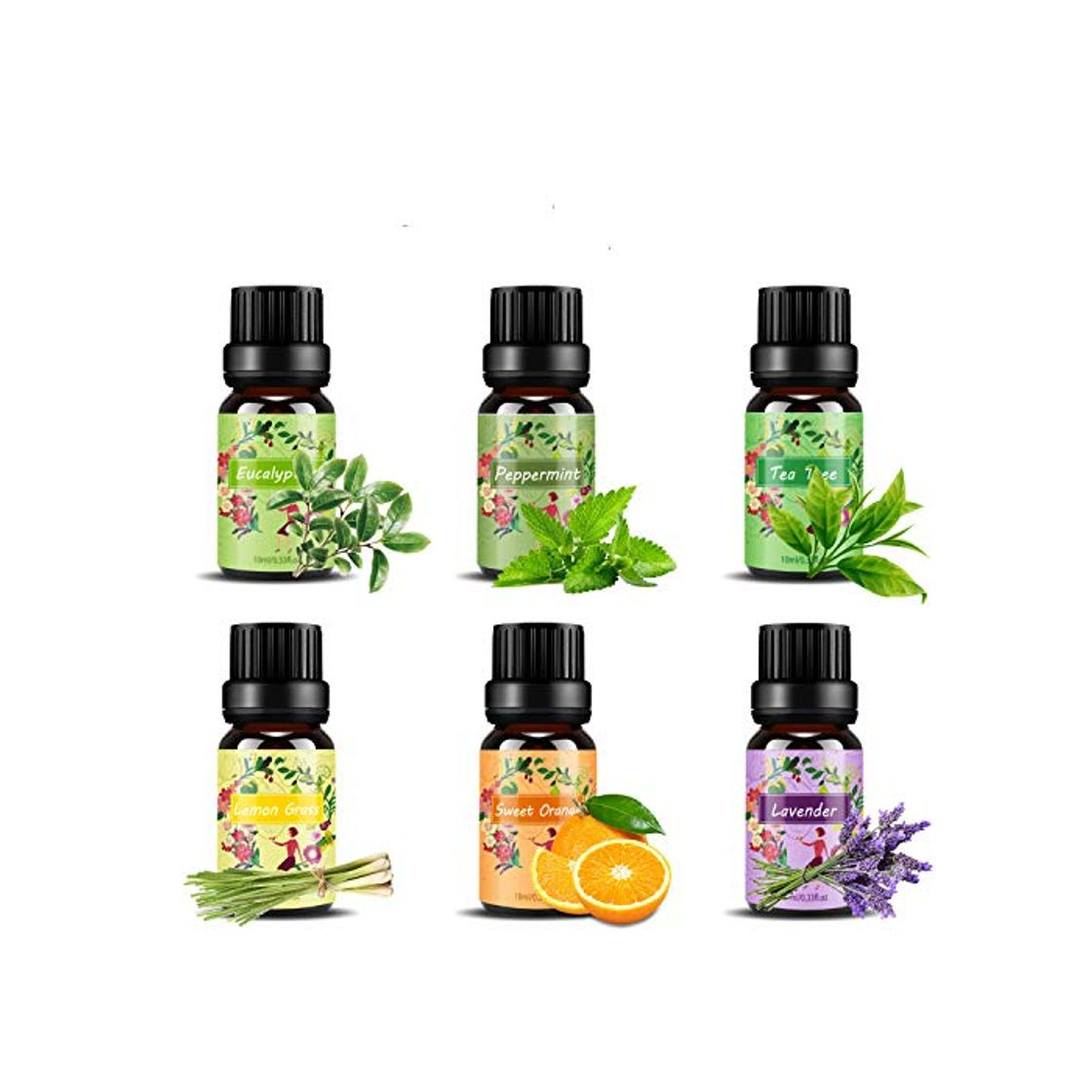 Producto Set de aceites esenciales,100% Natural Puro Aromaterapia Aceite Aromático,6 x 10 ml