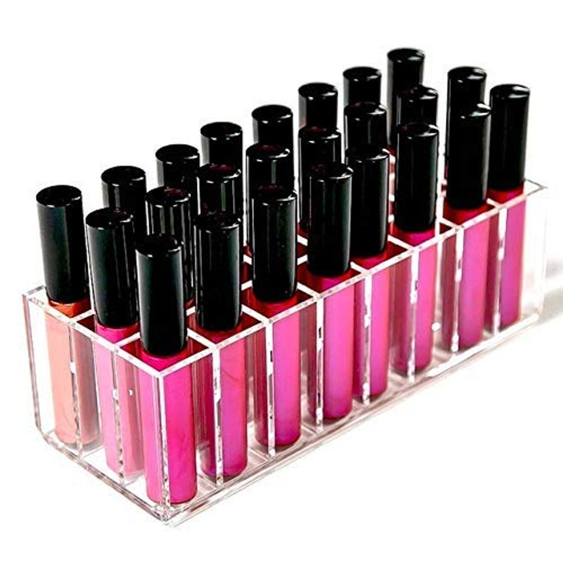Social ZHAS Caja de Almacenamiento de cosméticos Soporte de Brillo de Labios de acrílico 24 Ranuras Caja de lápiz Labial Soporte de exhibición Caja de Almacenamiento Varias Caja de Organizador de maquil