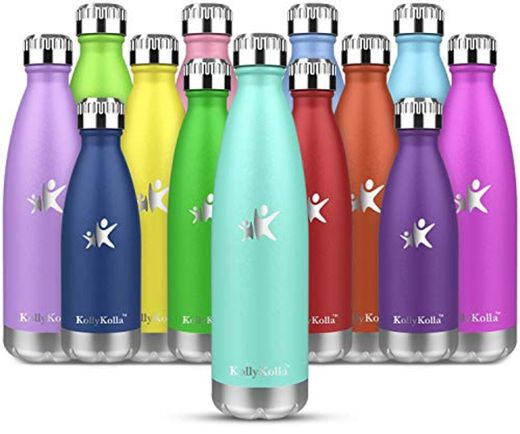 KollyKolla Botella de Agua Acero Inoxidable, Termo Sin BPA Ecológica, Botellas Termica