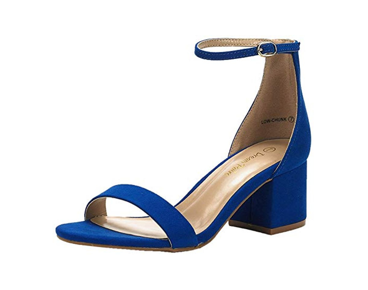 Product DREAM PAIRS Low-Chunk Sandalias de Tacón Bajo Pump para Mujer Azul Real