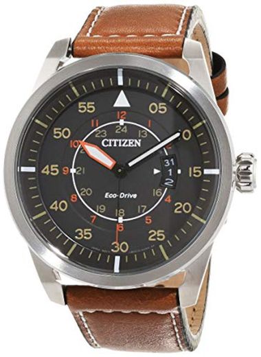 Citizen Reloj Analógico para Hombre de Cuarzo con Correa en Cuero AW1360-12H