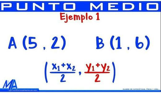 Punto medio entre dos puntos | Ejemplo 1 - YouTube