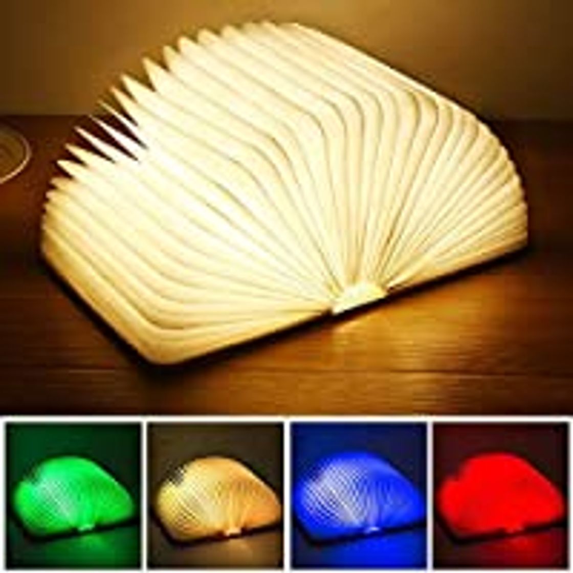 Products Jtiwoh Wooden Book Lamp,Mini Folding Decorative LED Desk Lamp Wireless Portable USB