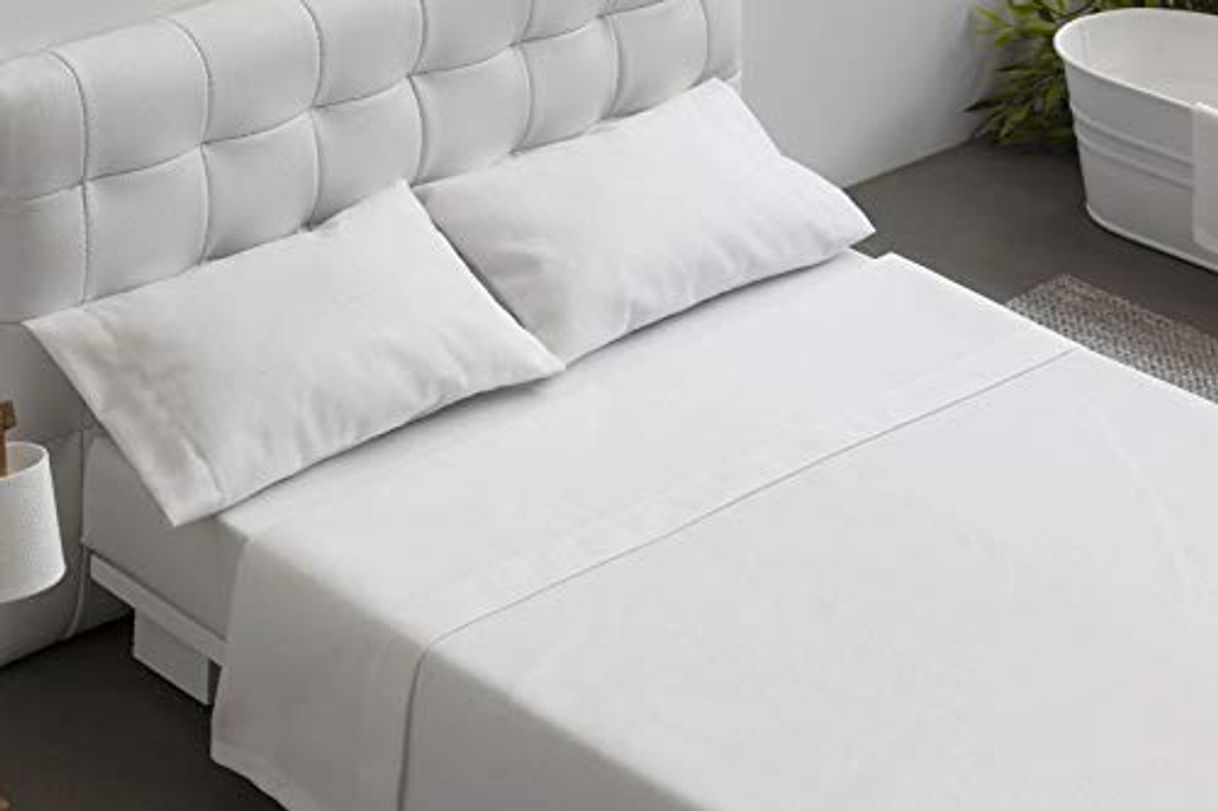 Social BURRITO BLANCO Juego de Sábanas Blanco de Hostelería para Cama de Matrimonio