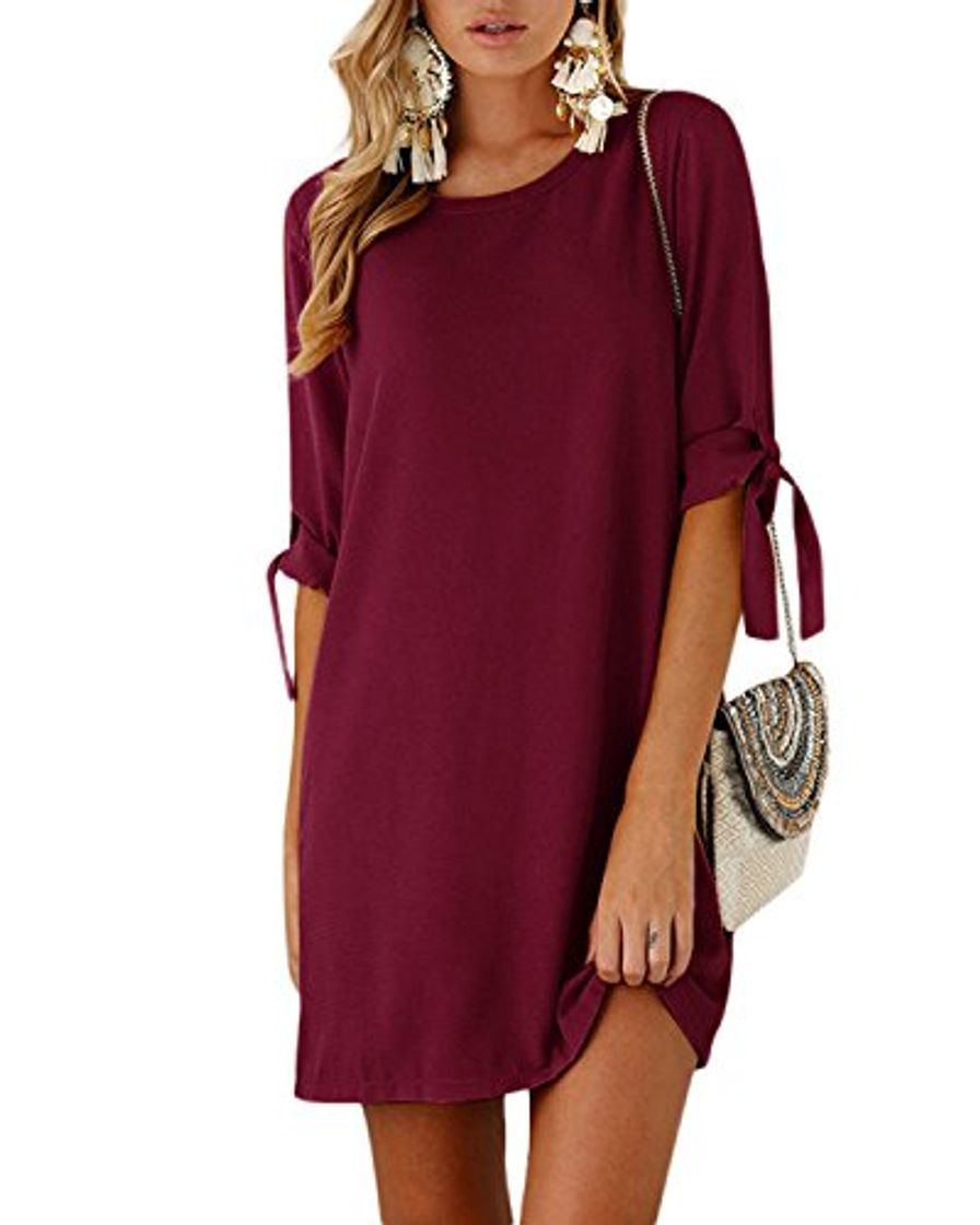 Social YOINS Vestidos Mujer Casual Vestido Largos de Fiesta Manga Corta Verano Vestidos Camiseta con Cuello Redondo con Mangas de Kowknot
