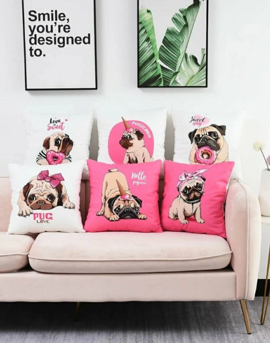 Social Fundas de cojín, con figuras de perro faldero.