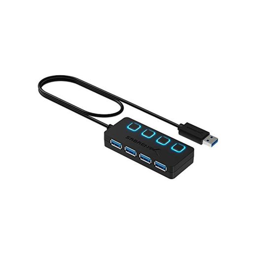 Sabrent Concentrador USB 3.0 con 4 Puertos con interruptores de alimentación Individuales