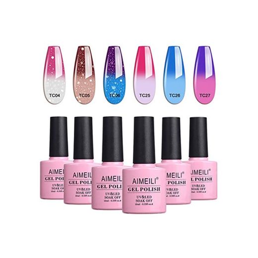 AIMEILI Kit de Esmalte Semipermanente Para Uñas Temperatura Cambio De Color Camaleón