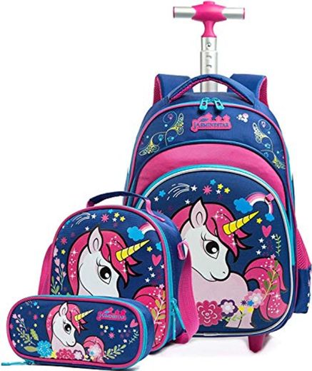 Unicornio Mochila Escolar con Ruedas