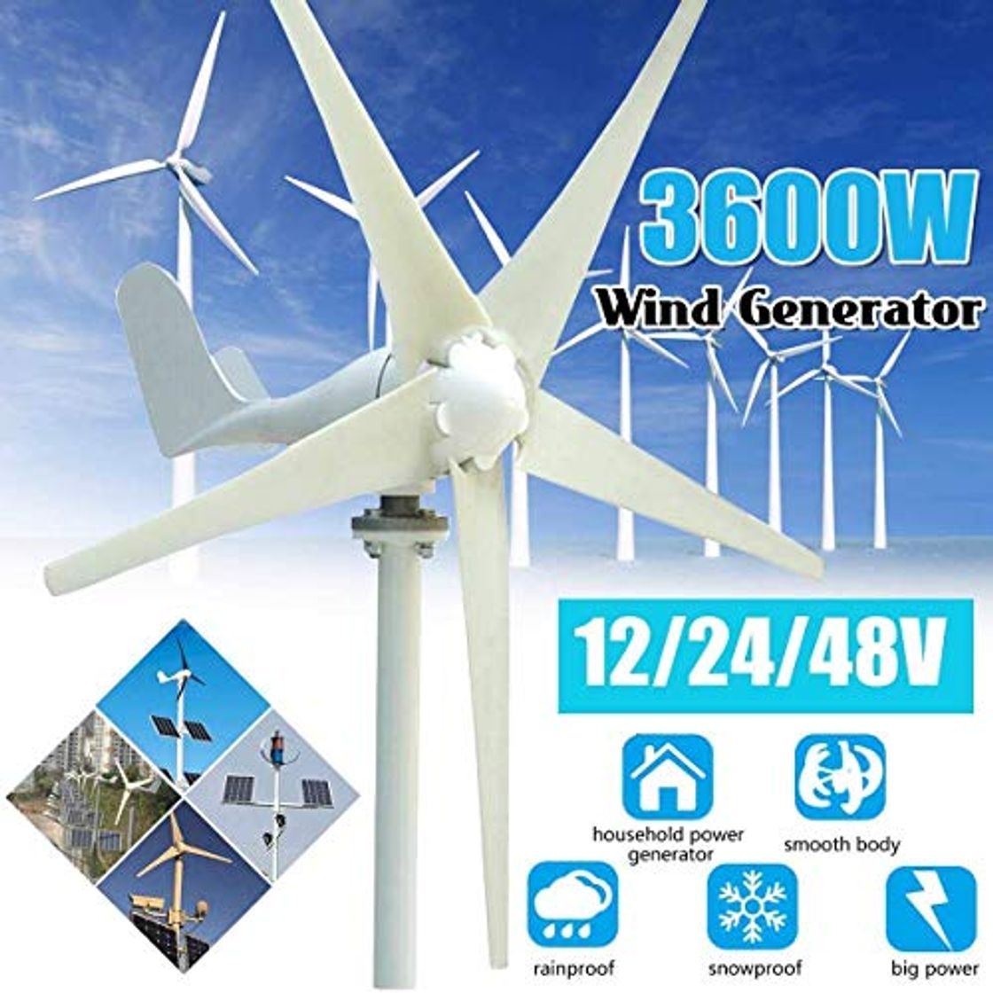 Product XDDWD Turbina eólica, 3600W 12