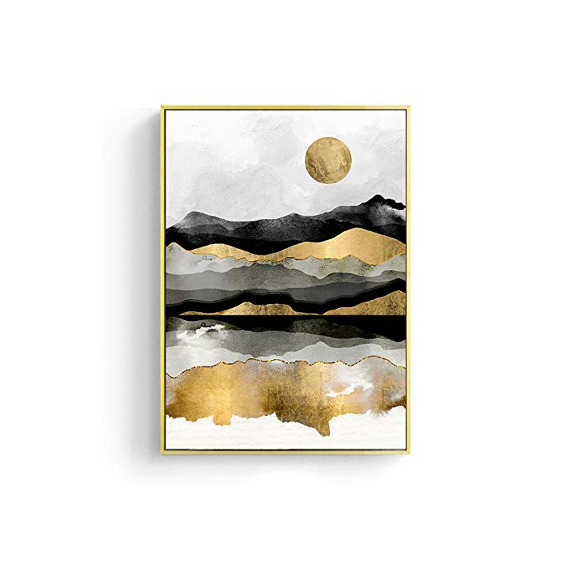 Producto Impresión De La Lona Paisaje Japonés Golden Geometric Mountain Canvas Painting Abstract