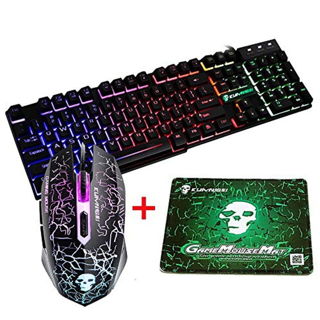 Electrónica UrChoiceLtd T6 Rainbow retroiluminado USB Gaming Teclado