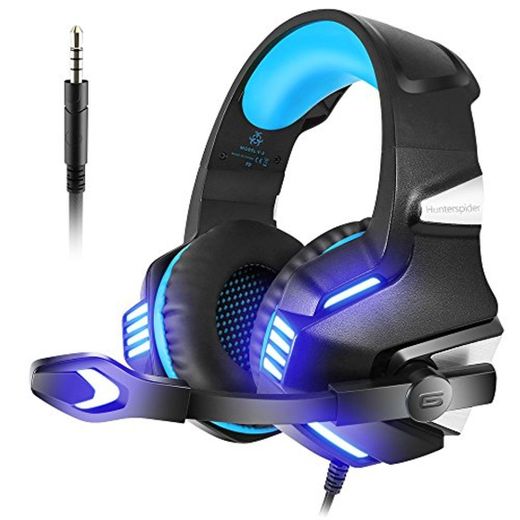 VersionTECH. Auriculares Gaming Cascos PS4 con Micrófono Plegable, Sonido Envolvente, Luz LED,