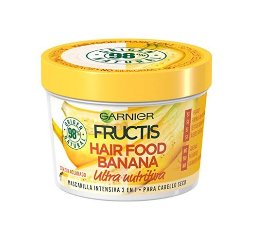 Garnier Fructis Mascarilla 3 en 1 Hair Food Banana , 3 Recipientes