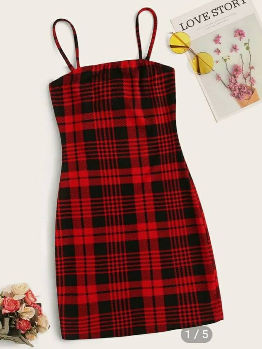 Social Tartan Cami Mini Bodycon Dress | SHEIN USA