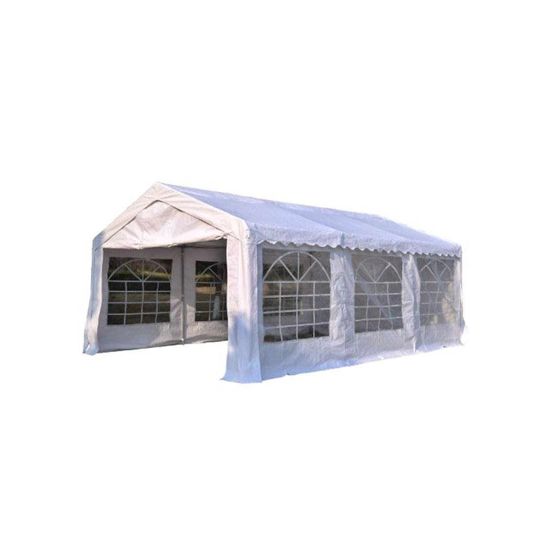 Product Outsunny Carpa de Jardín Cochera Gazebo 6x4m Pergola Cenador Pabellón 4 Paneles Laterales 6 Ventanas para Fiesta Eventos Bodas Acero PE Blanco