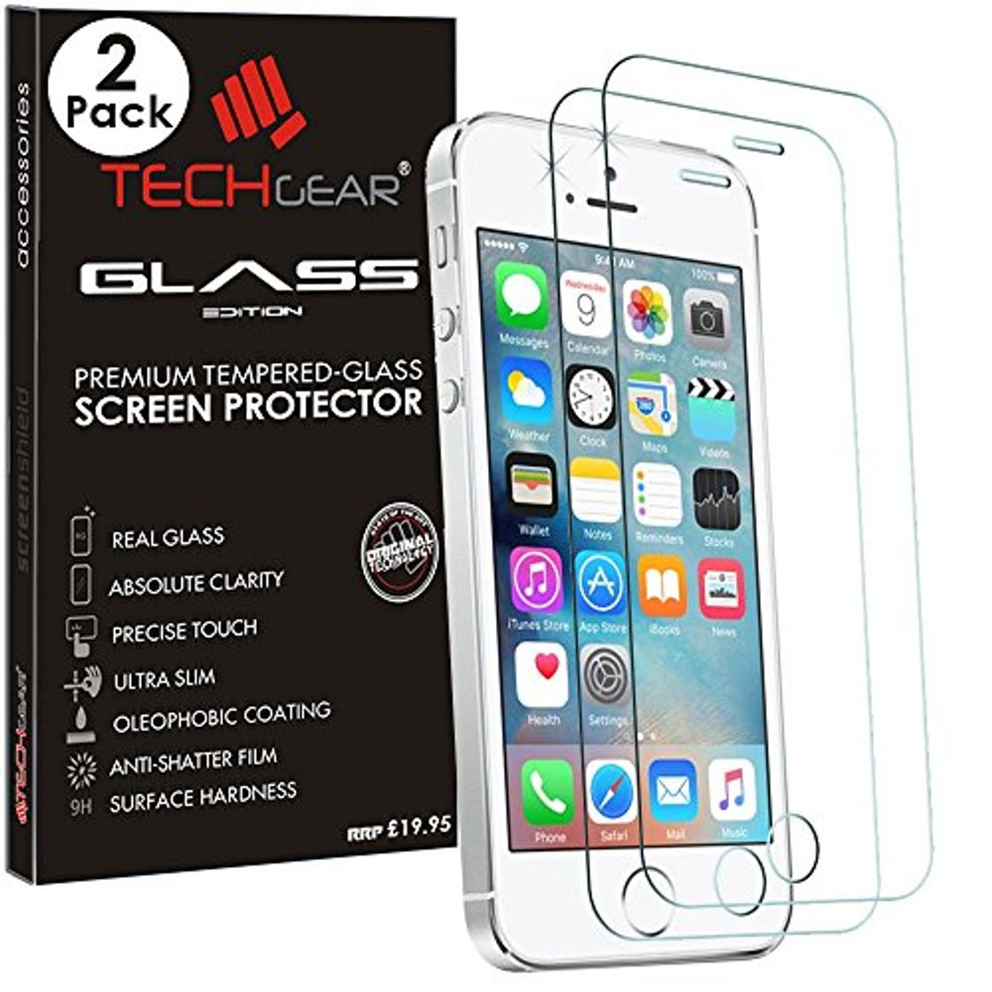 Product TECHGEAR [2 Pezzi Vetro Temperato Compatible con iPhone SE