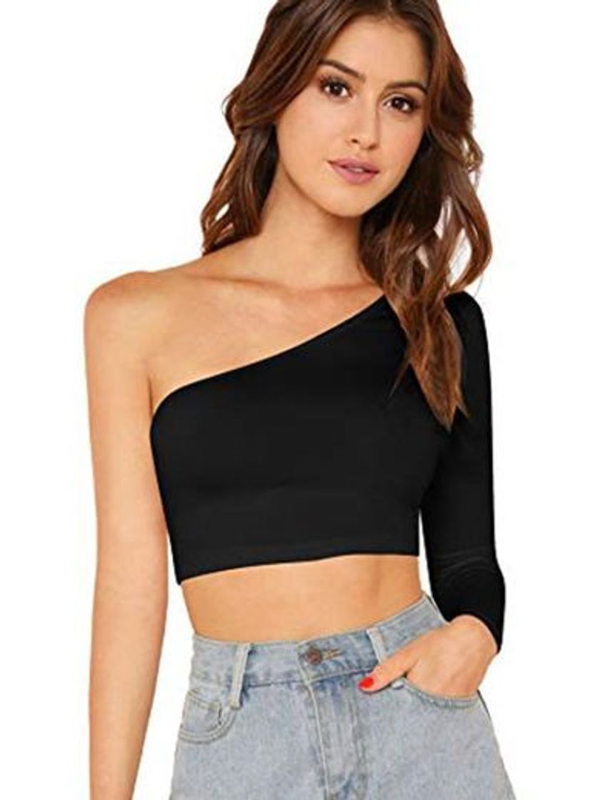 Social SOLY HUX Mujeres Sexy Manga Larga Delgado Ajustado Hombro Frio Camisa Corta