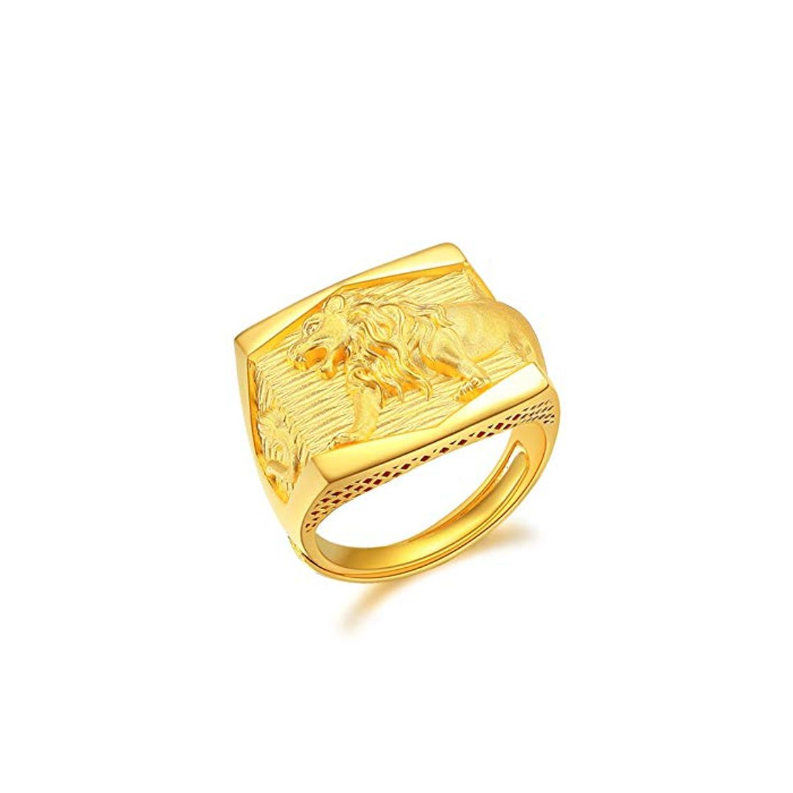 Fashion YZJYB Oro Puro 24K Leon De Oro Personalizado Grabado Inicial Anillo para