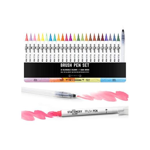 Stationery Island Brush Pen Set de 24 Colores Estacionales