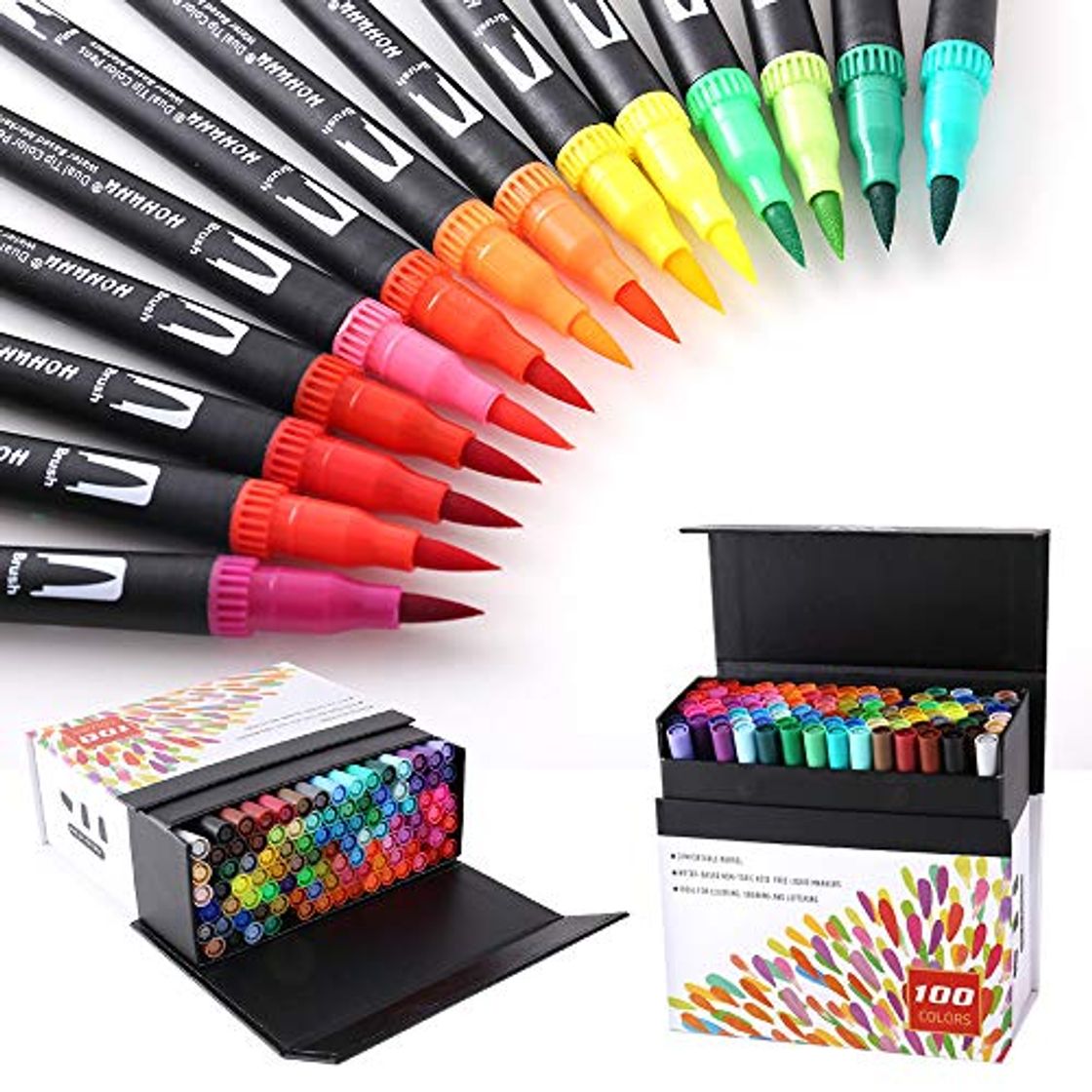 Social HOHUHU 100 Colores Con doble Rotuladores Punta Pincel