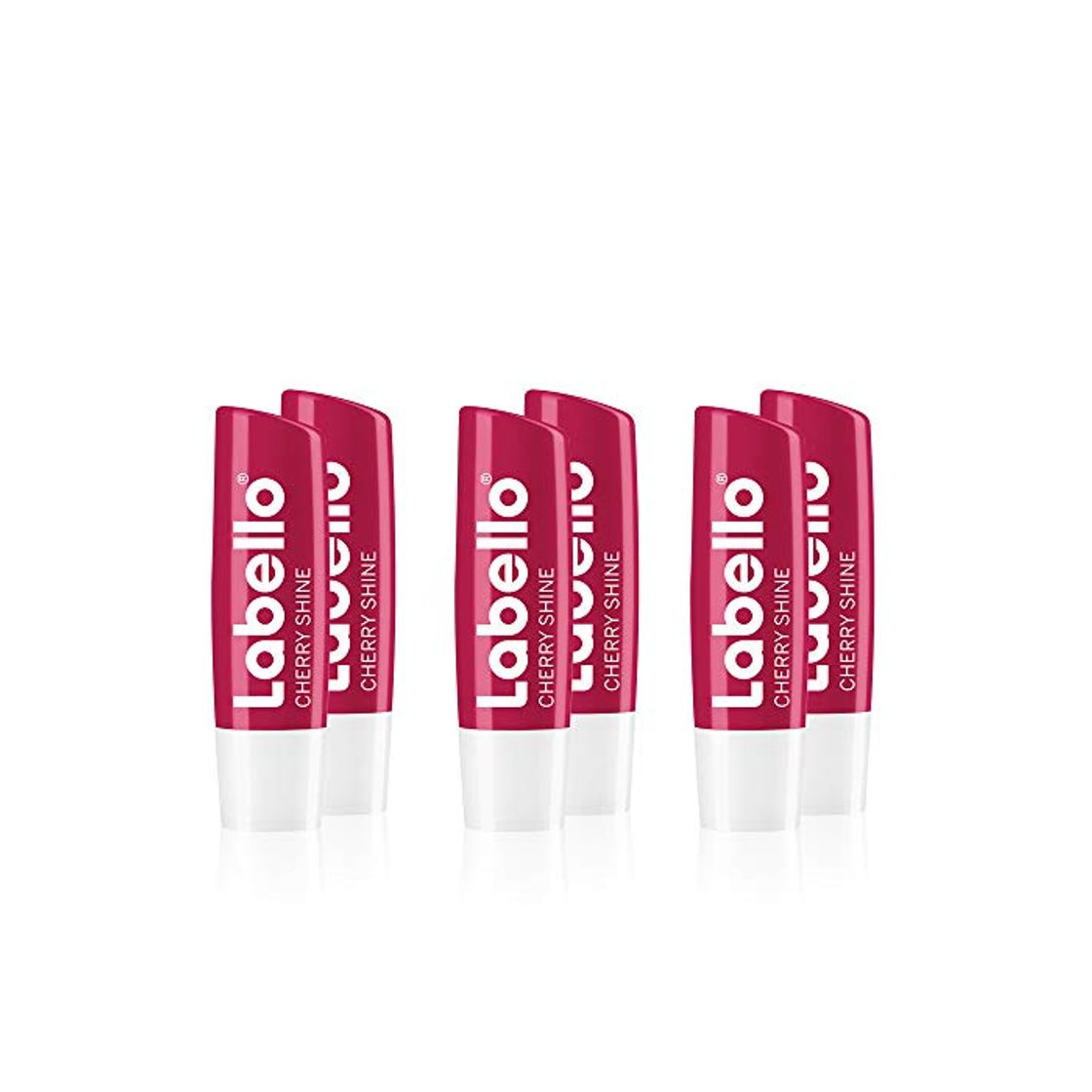 Beauty Labello Cherry Shine, Bálsamo Labial con Sabor a Cereza, pack de 6