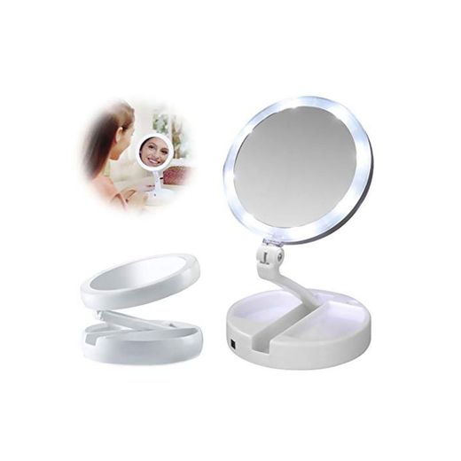 leijing Espejo cosmético LED Espejo Maquillaje cosmético 10 x y 1 x Double Faces