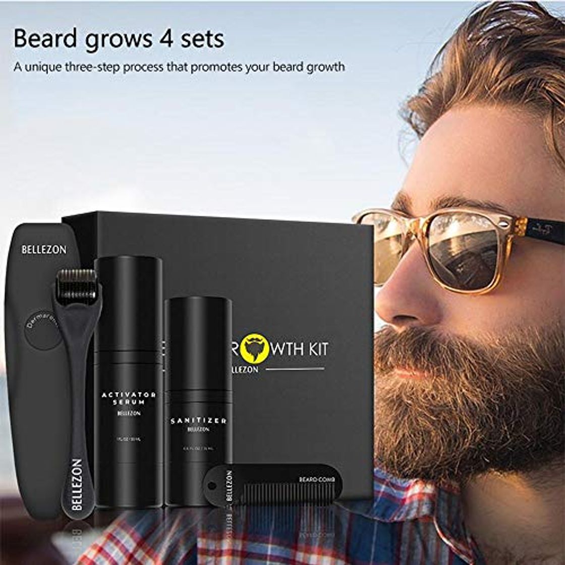 Productos Baiwka Barba Kit de Crecimiento, Barba Herramientas de Crecimiento, Incluye 30ml Barba