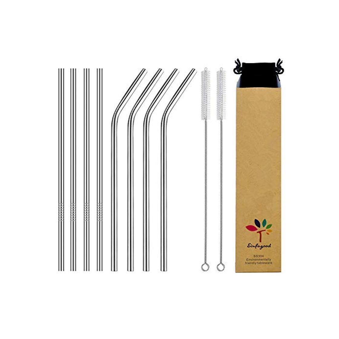 Social EINFAGOOD Pajitas de acero inoxidable