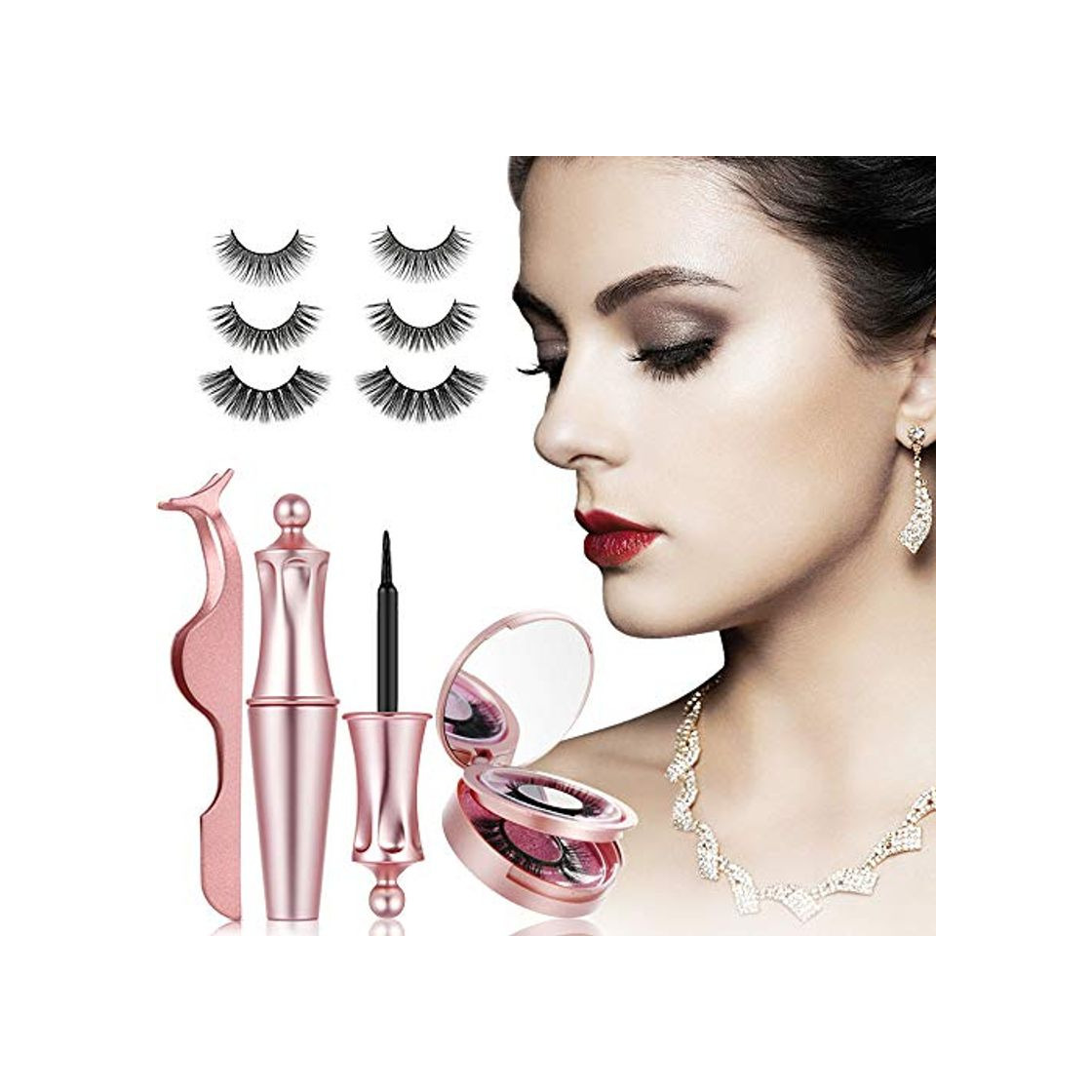 Producto Pestañas Magneticas Delineador, 3D Pestañas Postizas Magnéticas Reutilizables Kit Pestañas Eyeliner Magnetic