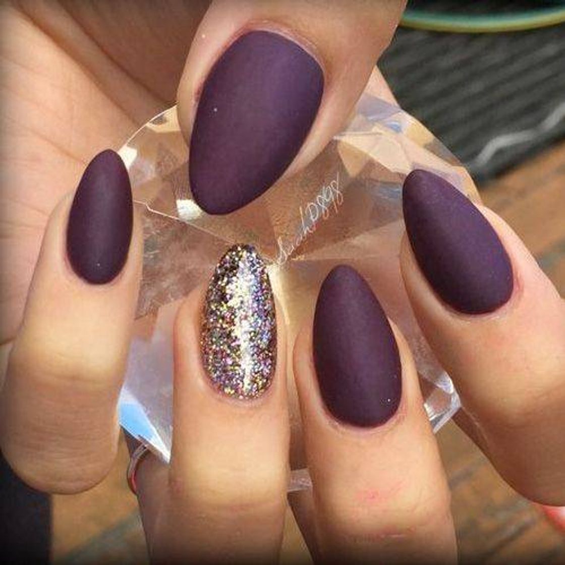 Moda Almond Purple Nails