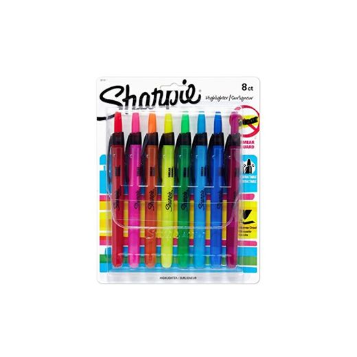 Sharpie Accent Retractable Highlighters, Chisel Tip, Assorted Colors, 8