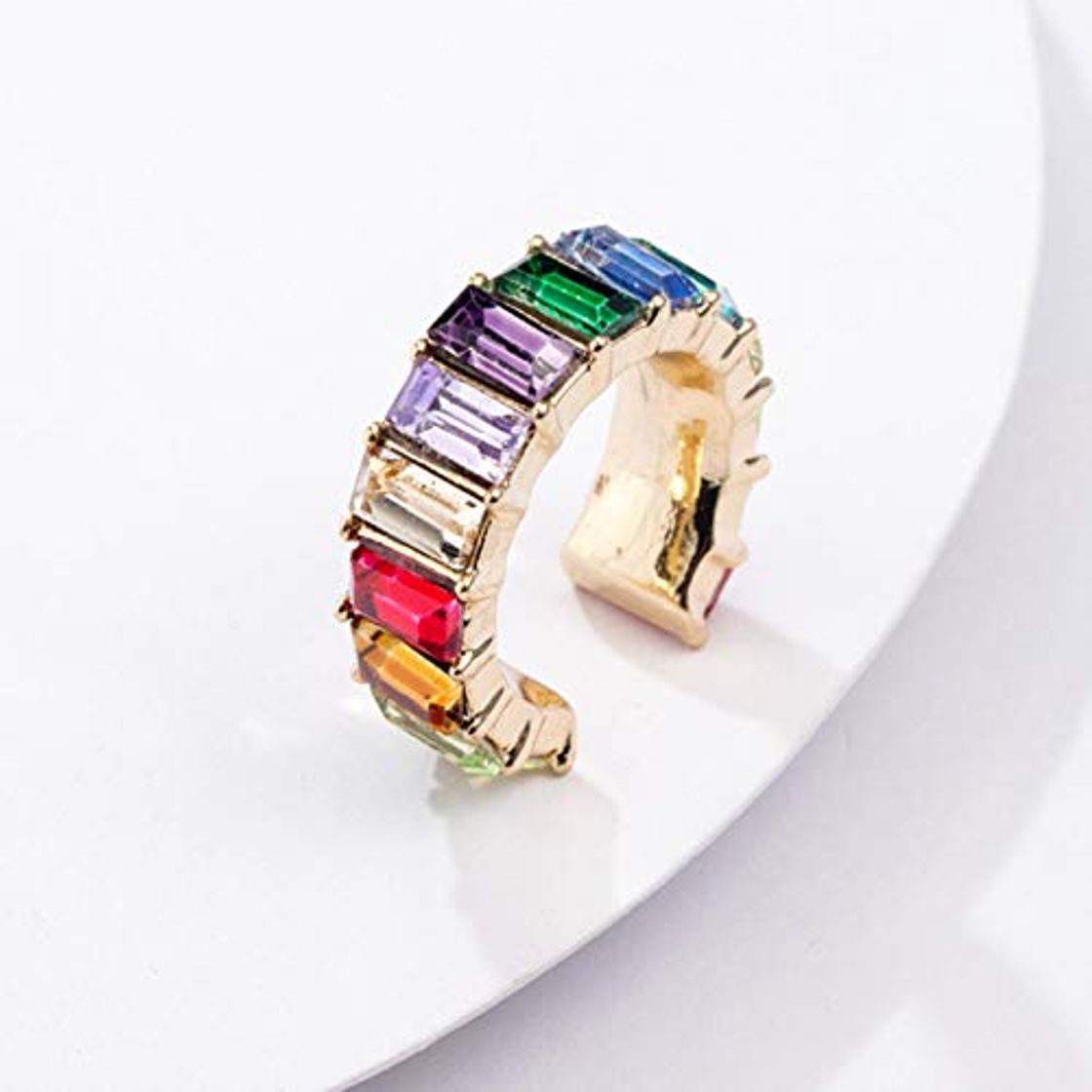 Social Moda Rainbow Cz Ear Cuff para Mujeres niñas aleación de Oro en Forma de C pequeño círculo Pendiente Bohemia joyería de Fiesta étnica